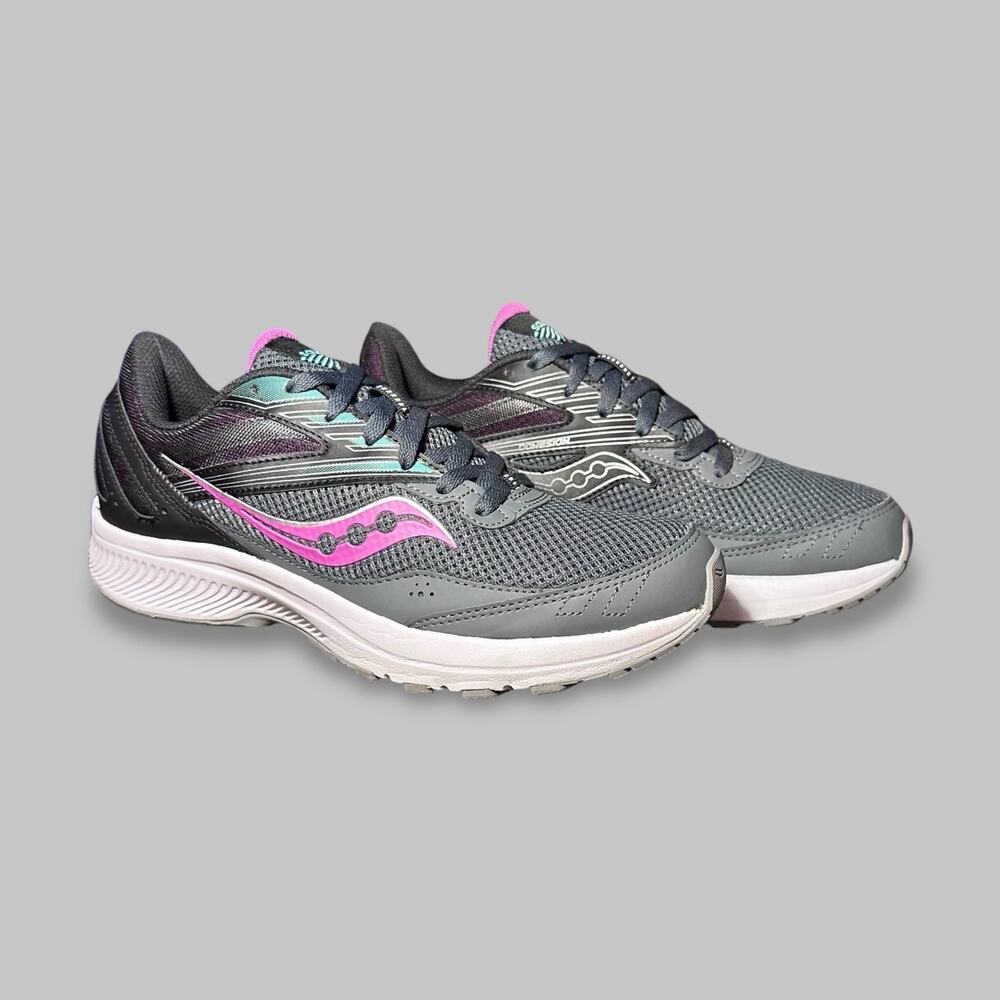 Saucony Cohesion 14 Women’s Running Shoes Gray Pink Teal – Size 9.5